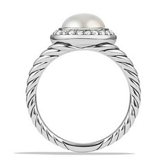 Silver Filled Size 10 Ring White Pearl - Picture 2 of 4